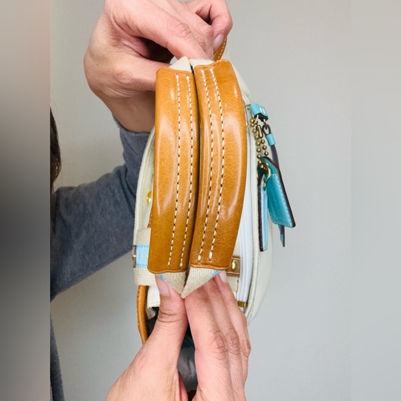 Coach Hampton Satin Mini Tote Vintage Y2K white turquoise - Picture 8 of 16